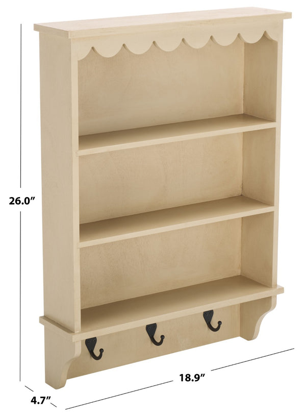 Safavieh Haven Wall Rack With 3 Hooks And Open Shelves For Stylish Entryway Storage And Organization Solutions Natural STG5702A