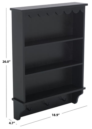 Safavieh Haven Wall Rack With 3 Hooks And Open Shelves For Stylish Entryway Storage And Organization Solutions Matt Black STG5702B