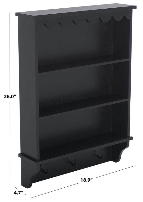 Safavieh Haven Wall Rack With 3 Hooks And Open Shelves For Stylish Entryway Storage And Organization Solutions Matt Black STG5702B