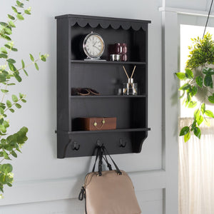 Safavieh Haven Wall Rack With 3 Hooks And Open Shelves For Stylish Entryway Storage And Organization Solutions Matt Black STG5702B