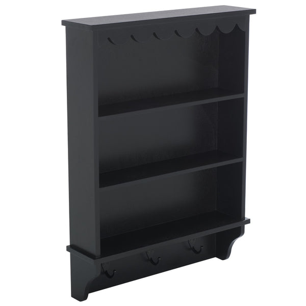 Safavieh Haven Wall Rack With 3 Hooks And Open Shelves For Stylish Entryway Storage And Organization Solutions Matt Black STG5702B