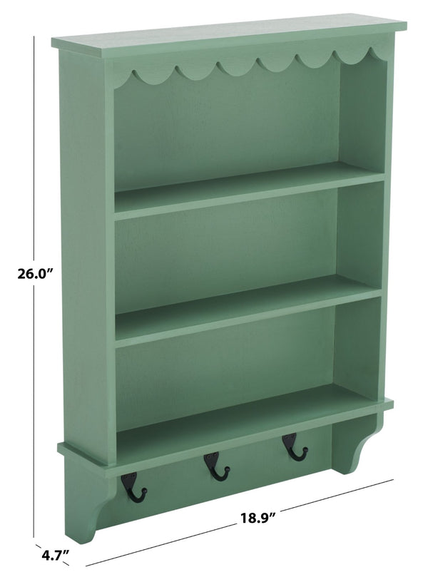 Safavieh Haven Wall Rack With 3 Hooks And Open Shelves For Stylish Entryway Storage And Organization Solutions Sage Green STG5702C