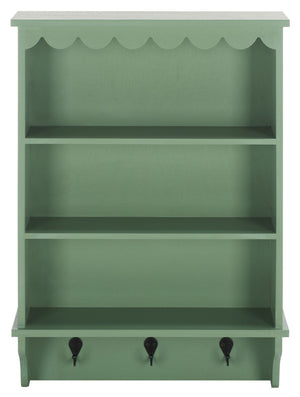 Safavieh Haven Wall Rack With 3 Hooks And Open Shelves For Stylish Entryway Storage And Organization Solutions Sage Green STG5702C