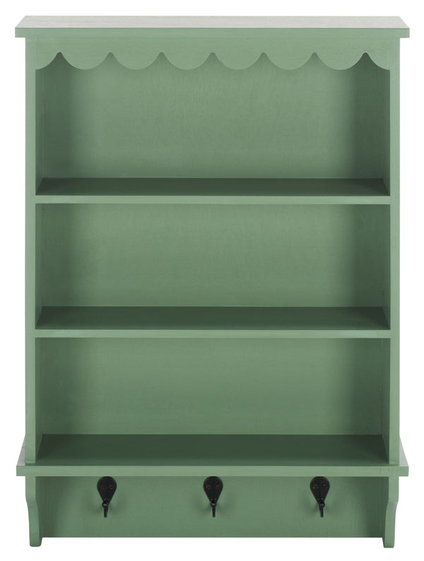 Safavieh Haven Wall Rack With 3 Hooks And Open Shelves For Stylish Entryway Storage And Organization Solutions Sage Green STG5702C