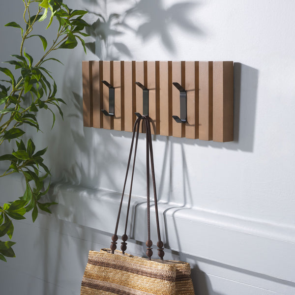 Safavieh Cato 3 Hook Wall Mounted Coat Rack For Organized Entryways - Modern Design For Any Space Sepia Mdf,Iron Stg5704b