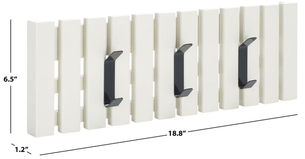Safavieh Cato 3 Hook Wall Mounted Coat Rack For Organized Entryways - Modern Design For Any Space White Mdf,Iron Stg5704c