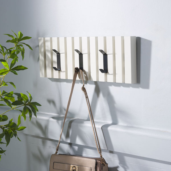 Safavieh Cato 3 Hook Wall Mounted Coat Rack For Organized Entryways - Modern Design For Any Space White Mdf,Iron Stg5704c