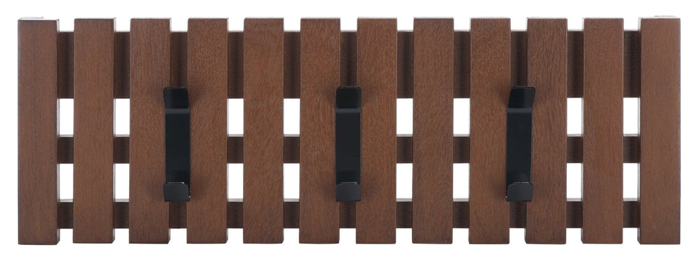 Safavieh Cato Wall-Mounted Coat Rack With 3 Hooks - Stylish Walnut Finish For Entryways & Small Spaces STG5704D