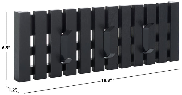 Safavieh Cato 3 Hook Wall Mounted Coat Rack For Organized Entryways - Modern Design For Any Space Black Mdf,Iron Stg5704e