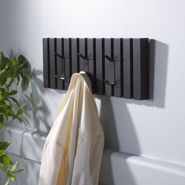 Safavieh Cato 3 Hook Wall Mounted Coat Rack For Organized Entryways - Modern Design For Any Space Black Mdf,Iron Stg5704e