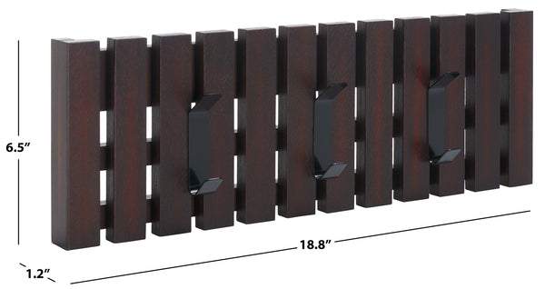 Safavieh Cato 3 Hook Wall Mounted Coat Rack For Organized Entryways - Modern Design For Any Space Brown Mdf,Iron Stg5704f
