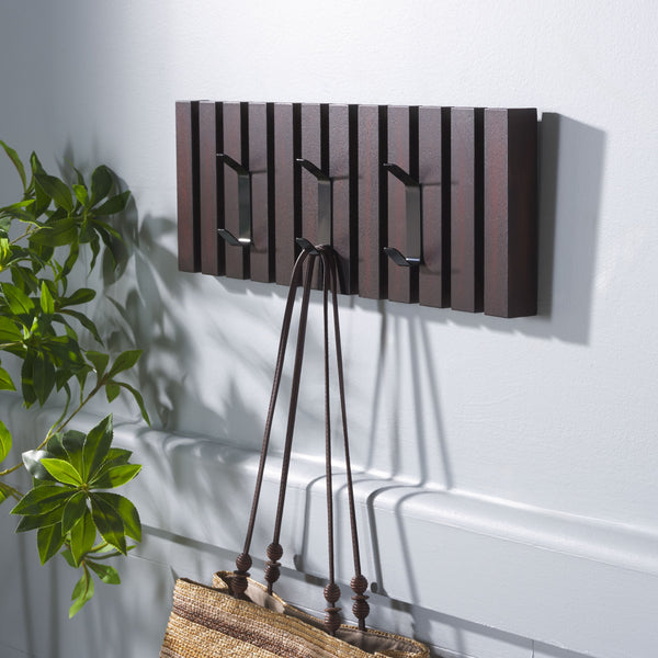 Safavieh Cato 3 Hook Wall Mounted Coat Rack For Organized Entryways - Modern Design For Any Space Brown Mdf,Iron Stg5704f