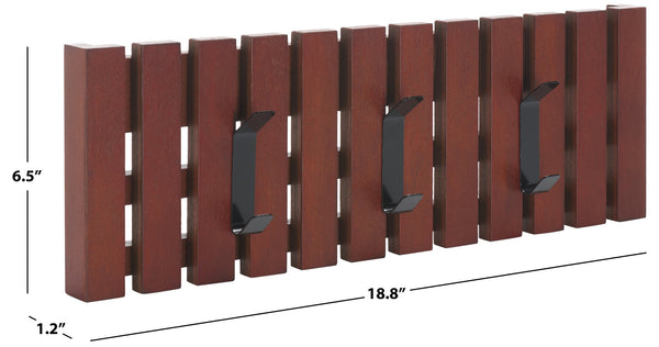 Safavieh Cato 3 Hook Wall Mounted Coat Rack For Organized Entryways - Modern Design For Any Space Cherry Mdf,Iron Stg5704h