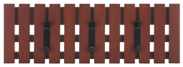 Safavieh Cato 3 Hook Wall Mounted Coat Rack For Organized Entryways - Modern Design For Any Space Cherry Mdf,Iron Stg5704h