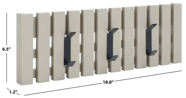 Safavieh Cato 3 Hook Wall Mounted Coat Rack For Organized Entryways - Modern Design For Any Space Vintage Grey Mdf,Iron Stg5704j