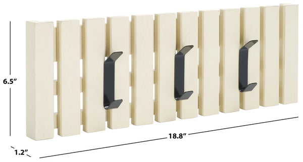 Safavieh Cato 3 Hook Wall Mounted Coat Rack For Organized Entryways - Modern Design For Any Space Distressed White , Mdf,Iron Stg5704l