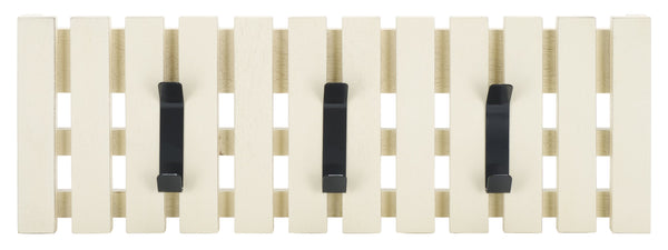 Safavieh Cato 3 Hook Wall Mounted Coat Rack For Organized Entryways - Modern Design For Any Space Distressed White , Mdf,Iron Stg5704l