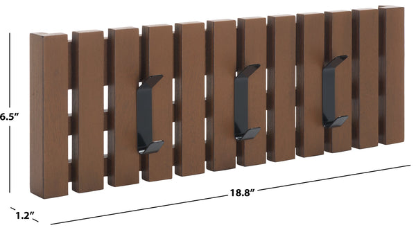 Safavieh Cato 3 Hook Wall Mounted Coat Rack For Organized Entryways - Modern Design For Any Space Medium Brown Mdf,Iron Stg5704m