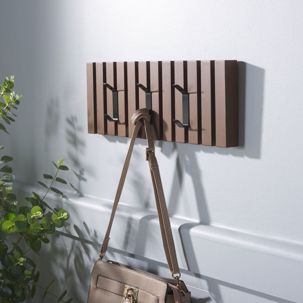 Safavieh Cato 3 Hook Wall Mounted Coat Rack For Organized Entryways - Modern Design For Any Space Medium Brown Mdf,Iron Stg5704m