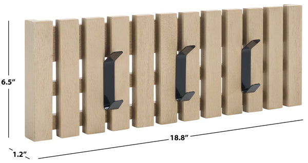 Safavieh Cato 3 Hook Wall Mounted Coat Rack For Organized Entryways - Modern Design For Any Space Sand Mdf,Iron Stg5704n