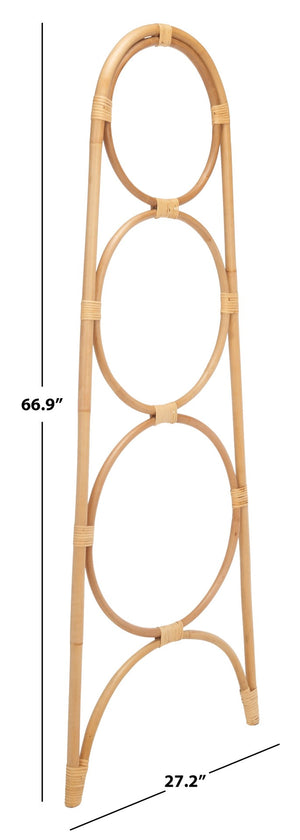Safavieh Kino Three-Tier Towel Hanger - Stylish Rattan Storage For Towels, Throws, And Scarves In Any Room Natural STG6501A