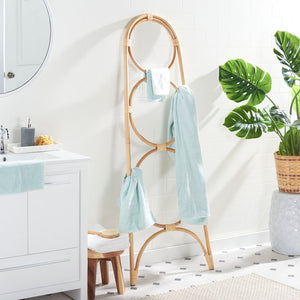 Safavieh Kino Three-Tier Towel Hanger - Stylish Rattan Storage For Towels, Throws, And Scarves In Any Room Natural STG6501A
