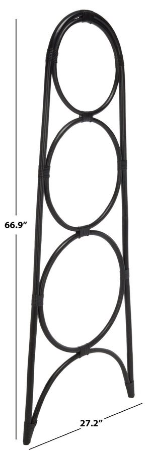 Safavieh Kino Three-Tier Towel Hanger - Stylish Rattan Storage For Towels, Throws, And Scarves In Any Room Black STG6501B