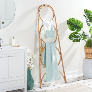 Safavieh Kino Three-Tier Towel Hanger - Stylish Rattan Storage For Towels, Throws, And Scarves In Any Room Honey Brown Wash STG6501C