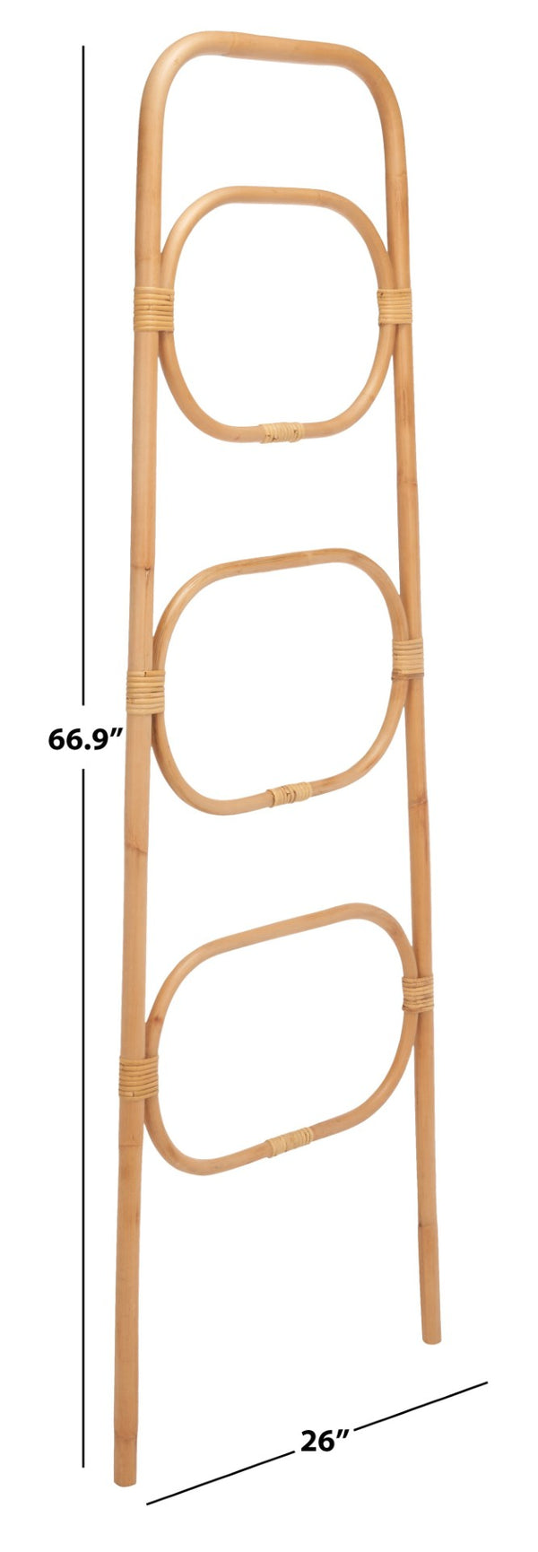 Safavieh Keita Three-Tier Rattan Towel Hanger For Coastal Decor - Space-Saving, Stylish Bathroom Storage Solution Natural STG6502A