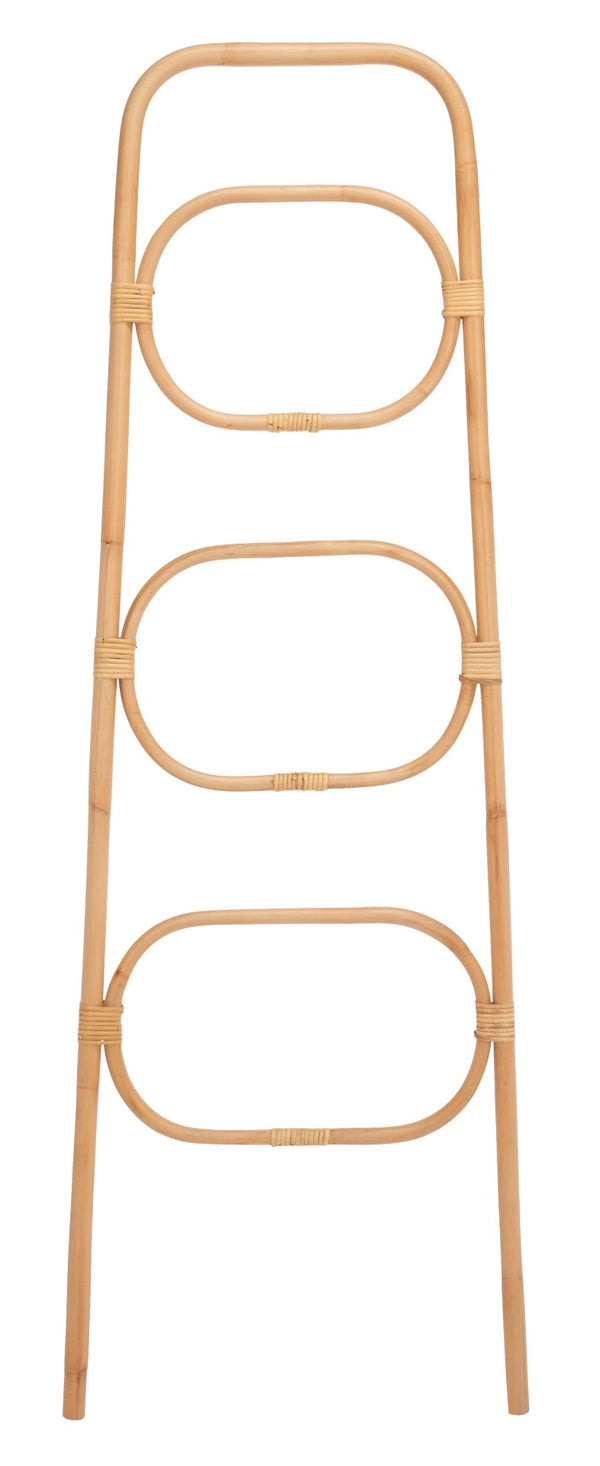 Safavieh Keita Three-Tier Rattan Towel Hanger For Coastal Decor - Space-Saving, Stylish Bathroom Storage Solution Natural STG6502A
