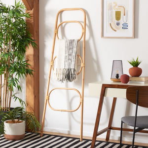 Safavieh Keita Three-Tier Rattan Towel Hanger For Coastal Decor - Space-Saving, Stylish Bathroom Storage Solution Natural STG6502A