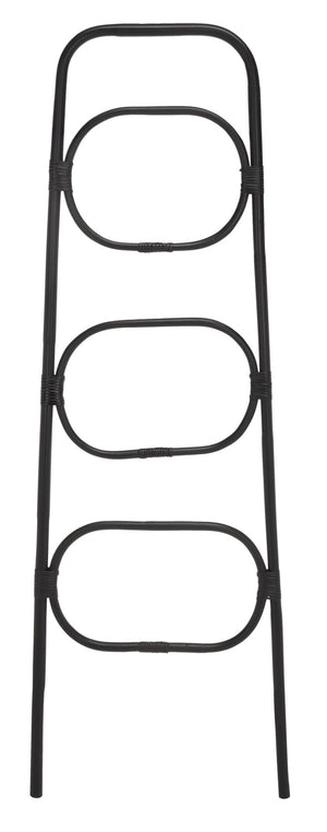 Safavieh Keita Three-Tier Rattan Towel Hanger For Coastal Decor - Space-Saving, Stylish Bathroom Storage Solution Black STG6502B