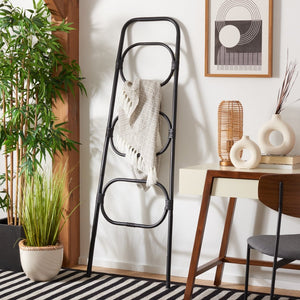 Safavieh Keita Three-Tier Rattan Towel Hanger For Coastal Decor - Space-Saving, Stylish Bathroom Storage Solution Black STG6502B