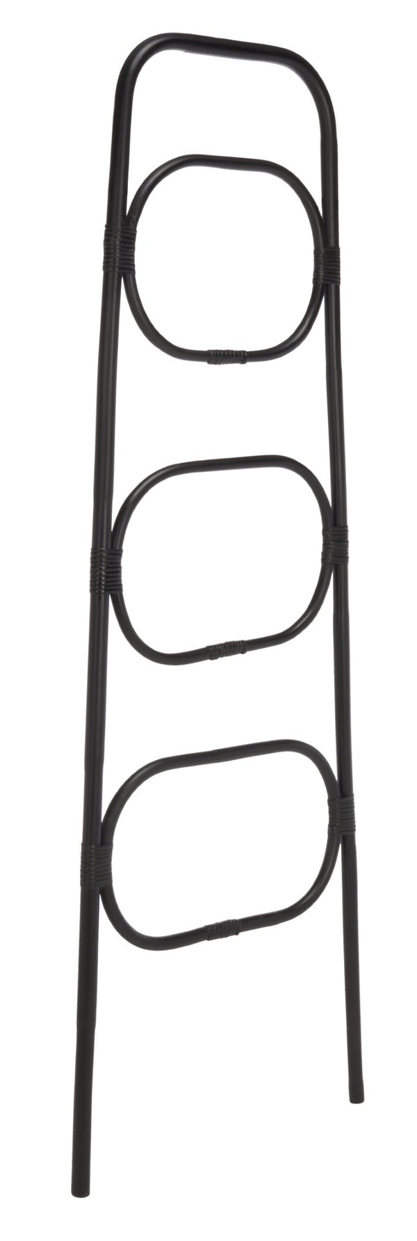 Safavieh Keita Three-Tier Rattan Towel Hanger For Coastal Decor - Space-Saving, Stylish Bathroom Storage Solution Black STG6502B
