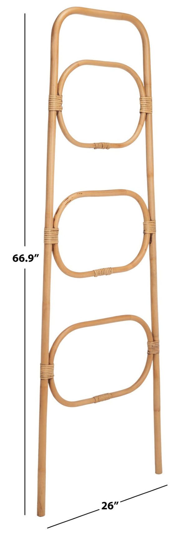 Safavieh Keita Three-Tier Rattan Towel Hanger For Coastal Decor - Space-Saving, Stylish Bathroom Storage Solution Honey Brown Wash STG6502C