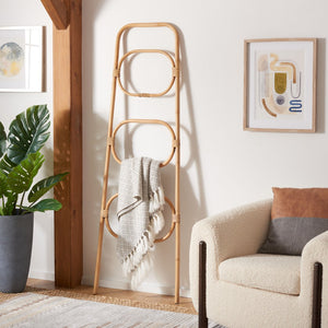 Safavieh Keita Three-Tier Rattan Towel Hanger For Coastal Decor - Space-Saving, Stylish Bathroom Storage Solution Honey Brown Wash STG6502C