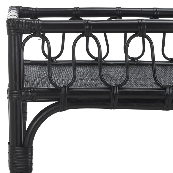 Safavieh Isaiah 2 Tier Console Table - Stylish Rattan Storage Solution For Modern Home Décor And Organization Black Rattan Stg6509b