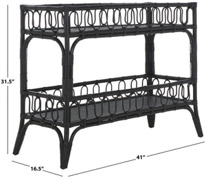 Safavieh Isaiah 2 Tier Console Table - Stylish Rattan Storage Solution For Modern Home Décor And Organization Black Rattan Stg6509b