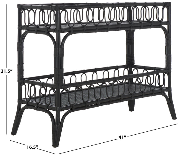 Safavieh Isaiah 2 Tier Console Table - Stylish Rattan Storage Solution For Modern Home Décor And Organization Black Rattan Stg6509b