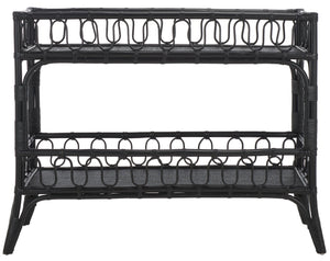 Safavieh Isaiah 2 Tier Console Table - Stylish Rattan Storage Solution For Modern Home Décor And Organization Black Rattan Stg6509b