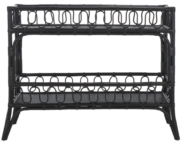 Safavieh Isaiah 2 Tier Console Table - Stylish Rattan Storage Solution For Modern Home Décor And Organization Black Rattan Stg6509b