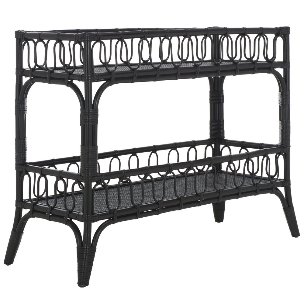 Safavieh Isaiah Handcrafted Two-Tier Console Table For Versatile Storage And Stylish Display In Any Room Black STG6509B