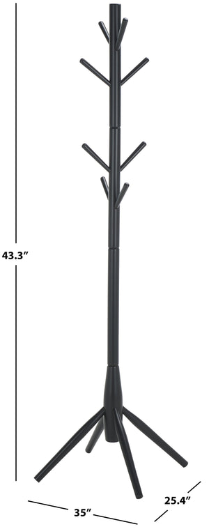 Sergius Coat Stand With Solid Wood Frame, Slim 18"X18" Base, Multiple Hooks For Organized Entryways