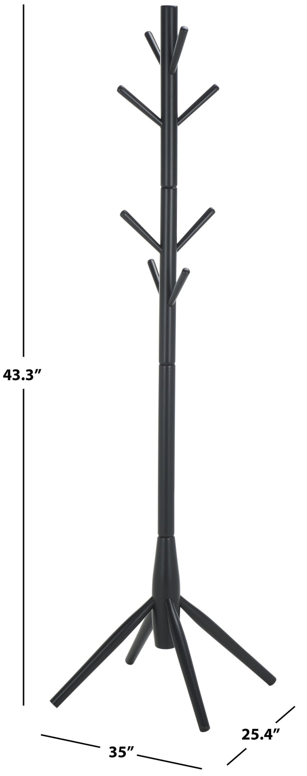Sergius Coat Stand With Solid Wood Frame, Slim 18"X18" Base, Multiple Hooks For Organized Entryways