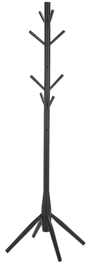 Sergius Coat Stand With Solid Wood Frame, Slim 18"X18" Base, Multiple Hooks For Organized Entryways