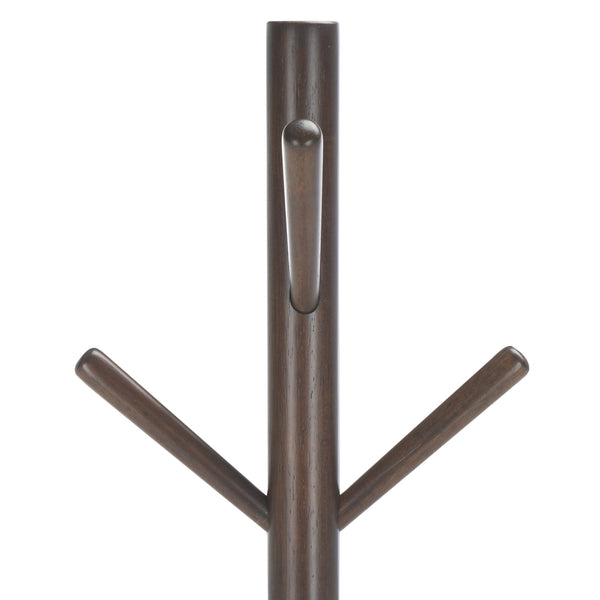 Sergius Coat Stand With Solid Wood Frame, Slim 18"X18" Base, Multiple Hooks For Organized Entryways