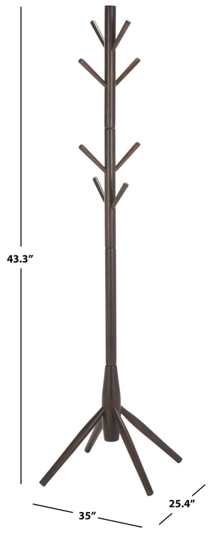 Sergius Coat Stand With Solid Wood Frame, Slim 18"X18" Base, Multiple Hooks For Organized Entryways