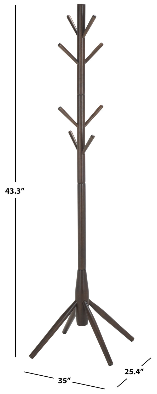Sergius Coat Stand With Solid Wood Frame, Slim 18"X18" Base, Multiple Hooks For Organized Entryways