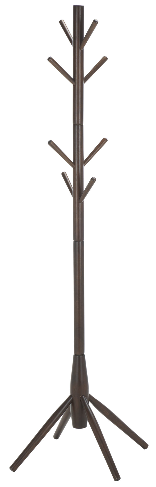 Sergius Coat Stand With Solid Wood Frame, Slim 18"X18" Base, Multiple Hooks For Organized Entryways