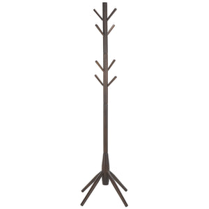 Sergius Coat Stand With Solid Wood Frame, Slim 18"X18" Base, Multiple Hooks For Organized Entryways